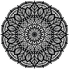 Black And White Mandala Flower. Beautiful mandala design for coloring book, lace, swirl, henna, tattoo, logo, frame, card, pattern, background and  wallpaper. 