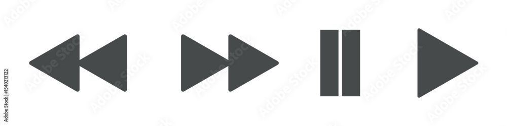 Wall mural play and pause buttons icon set, ideal for media player. elements for video streaming app. vector ic