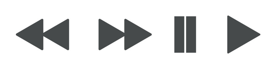 Play and pause buttons icon set, ideal for media player. Elements for video streaming app. vector icon