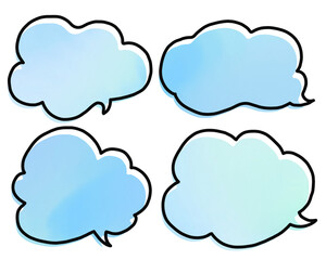 ブルーグラデーションの吹き出しセット