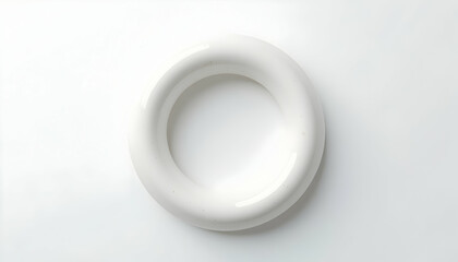 White Ceramic Ring on White Background Minimalist Style