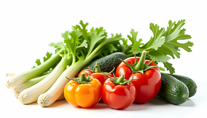 Fresh Vegetables Still Life with Tomatoes Leeks and Cucumber