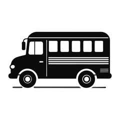 Black and White School Bus Silhouette: Classic Student Transportation Icon