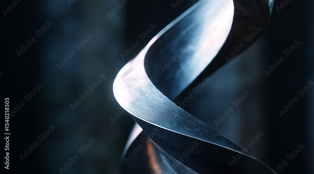 Aufkleber A sleek metallic spiral displays the remarkable transformation capabilities of shape memory alloys. This artwork captures the essence of adaptive technology with a focus on fluidity and innovation.