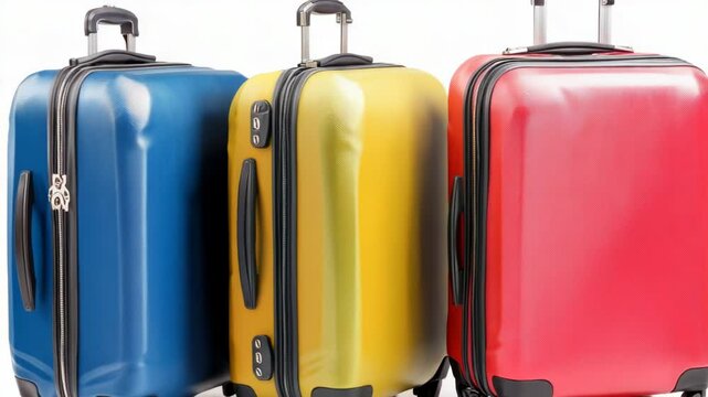 Three stacked suitcases on the side, ready for travel or storage.