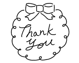 手描きThank you リボンのフレーム