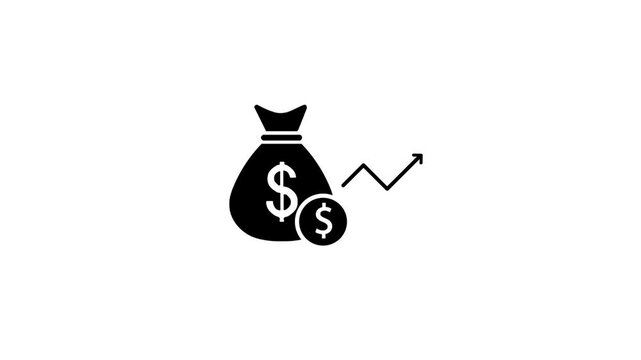 Wealth Accumulation icon. Money bag and dollar coin stacks. For business and payments presentation on background