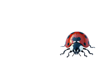 Red ladybug, detailed, black background