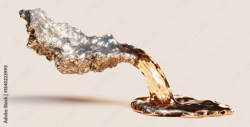 Poster This artwork illustrates the unique transformation of shape memory alloys and liquid metals. The liquid mercury flows into a distinct shape, showcasing adaptive materials' intriguing properties.