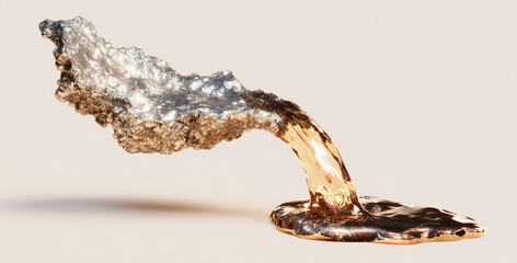 This artwork illustrates the unique transformation of shape memory alloys and liquid metals. The liquid mercury flows into a distinct shape, showcasing adaptive materials' intriguing properties.
