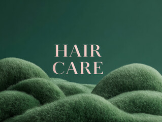 Hair care text on emerald background, eco natural 