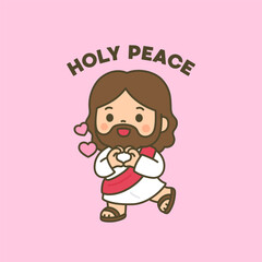 Chibi Jesus Character with Holy Peace Message