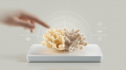 A hand gently interacts with an innovative display of smart materials.