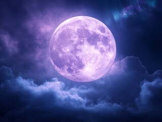 Enchanting full moon and northern lights in a dreamlike night sky for celestial designs