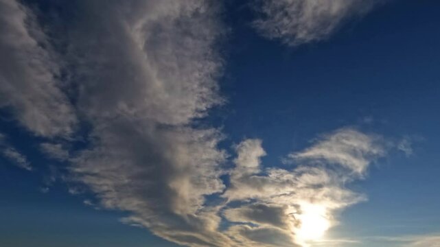 timelapse of the sky of overcast clouds and sun for weather forecast
