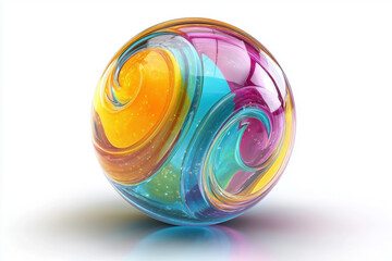 3D sphere icon with swirling colors on a white background