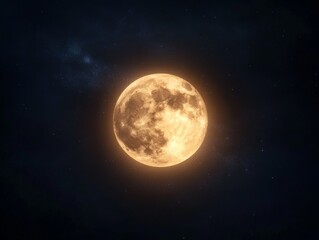 Full moon illuminated against starry sky with mesmerizing northern lights