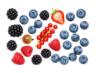 Different berries isolated on white background