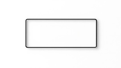 A minimalistic rectangle frame with rounded corners against a plain white background surface view