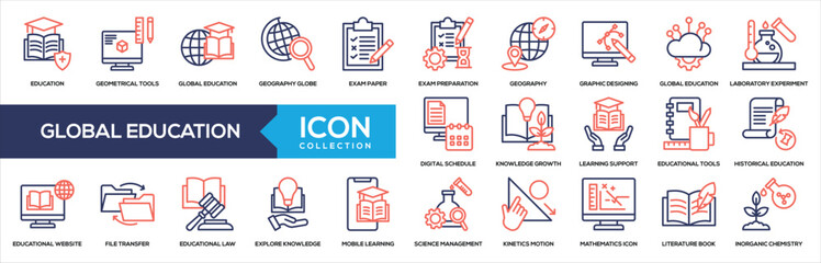 Global Education Line Color Icon Collection