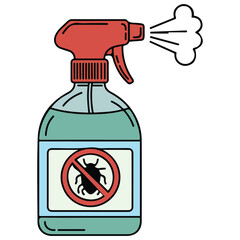 Tick spray bottle insect vector isolated white background