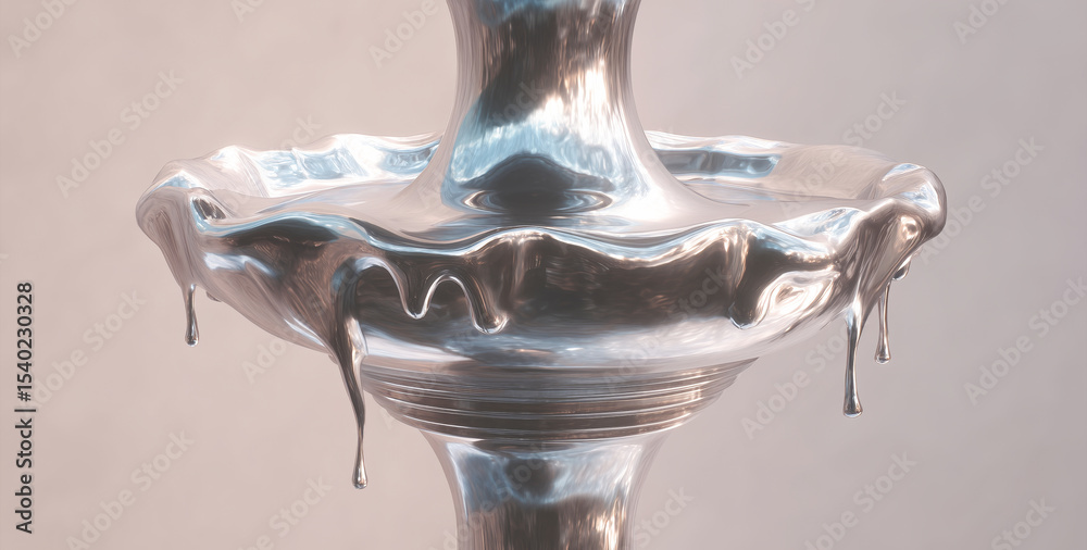 Poster a fountain structure showcases adaptive liquid metal, demonstrating its unique transformation proper