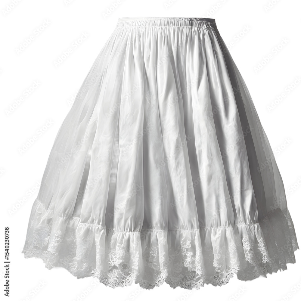 Poster a petticoat with lace trim, softly folded, isolated on a empty plain background