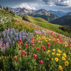 Wildflowers blooming on Shrine Pass, Vail, Colorado, USA.