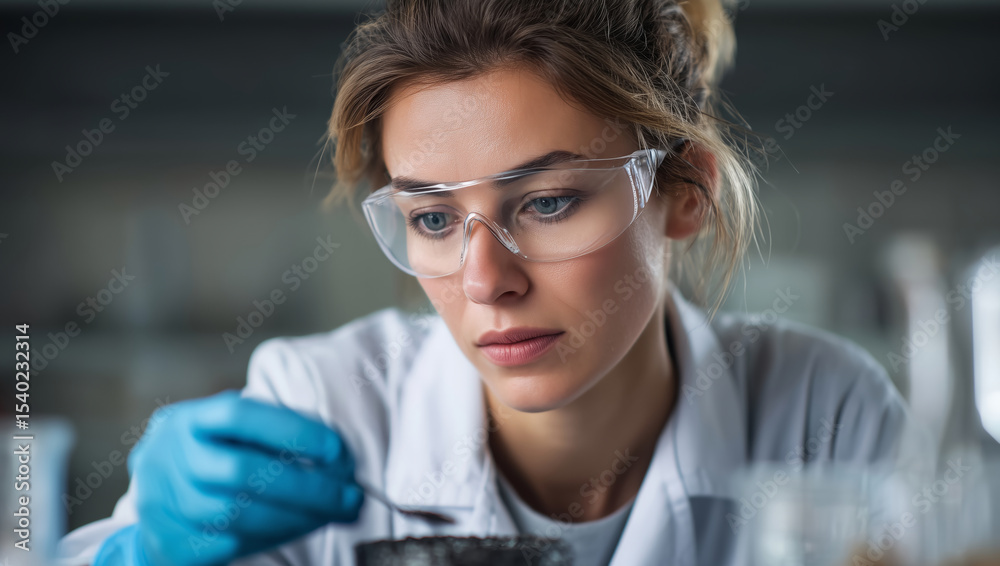 Poster A man in a laboratory is examining materials related to smart technologies.
