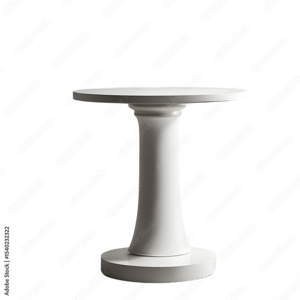 Poster A small round pedestal side table, isolated on a empty plain background
