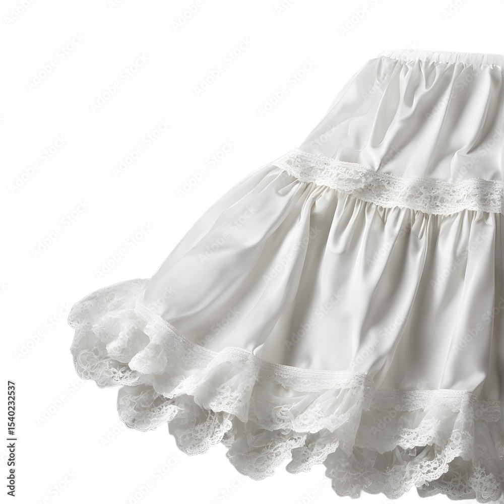 Poster a petticoat with lace trim, softly folded, isolated on a empty plain background