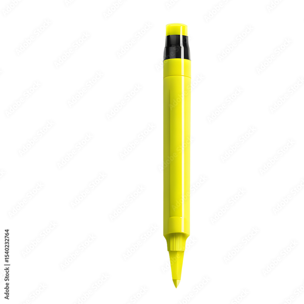 Fototapete a yellow highlighter pen with chisel tip, isolated on a empty plain background