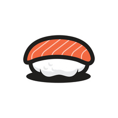 Cute Salmon Sushi Icon – Kawaii Japanese Food Vector Illustration