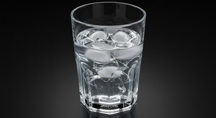 Refreshing Glass of Iced Water - Crystal clear water, ice cubes melting, thirst quenching, pure hydration, refreshing drink. Symbolizes purity, health, refreshment, cleanliness, and vitality