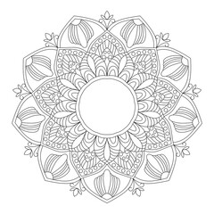 Complex Mandala Coloring Page - Intricate Mandala Design for Adults - Detailed Mandala Art Pattern with Geometric Shapes and Floral Elements for Meditation