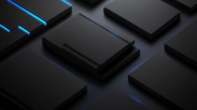 Minimalist business card with modern typography placed on sleek black textured background for corporate branding and professional identity design concepts




