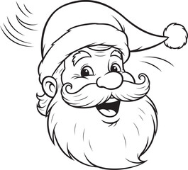 Illustration of a jovial Santa Claus face with a big white beard