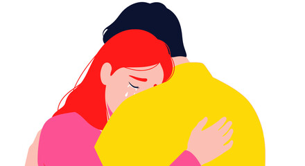 Redhead Woman Crying, Finding Comfort in a Hug