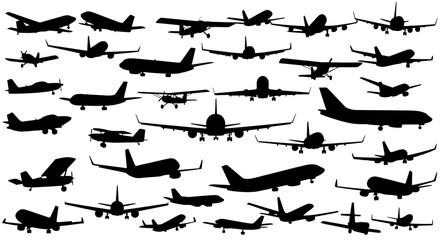 Collection of Airplane Silhouettes in Various Configurations