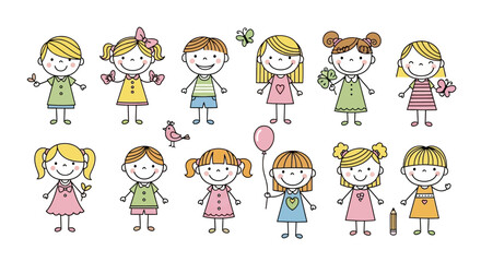 Collection of Cute Cartoon Children Illustrations