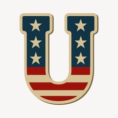 Patriotic letter U illustration