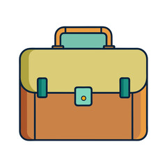 Illustration of a vintage satchel in orange and yellow shades with handle