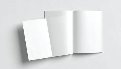 Blank White Book Mockup: Open Pages on White Background