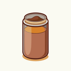 Stylized Illustration of a Glass Jar with a Brown Substance Inside