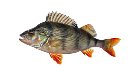 Obraz premium Detailed Profile of a Perch with Striking Fin Colors