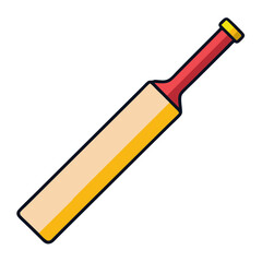Illustration of a cricket bat with red handle, a sporting equipment