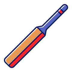 Stylized Cricket Bat Illustration with transparent  Background and Blue Accents
