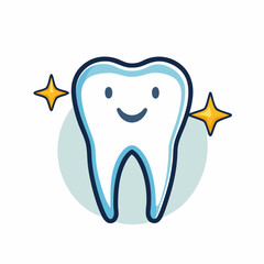 Cute and Happy Cartoon Tooth with Sparkling Cleanliness for Dental Health