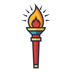 Stylized Olympic Torch with Transparent  Background Depicting Flame and Energy