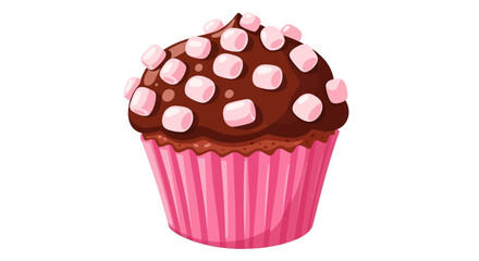 Delicious Chocolate Cupcake Topped with Pink Marshmallows